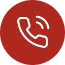White phone icon on a red circle, symbolizing 24/7 customer support for car rental services.