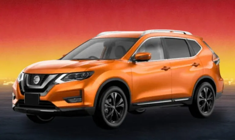 An orange Nissan X Trail 2022 SUV offered for rental with Tiva Car Rental in Kuching.