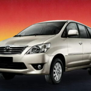 The Toyota Innova 2016 in beige, a well maintained MPV available for rental in Kuching.