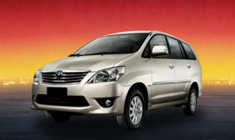 The Toyota Innova 2016 in beige, a well maintained MPV available for rental in Kuching.